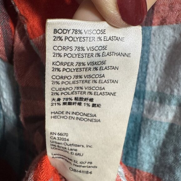 Pilcro Anthropologie size Small breezy plaid button down shirt top long sleeve - Picture 7 of 8